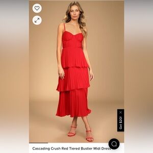 Lulus Red Bustier Midi Dress - Size Small